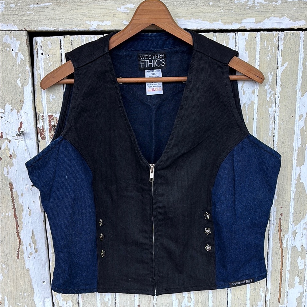 Women's Black & Blue Denim Vest